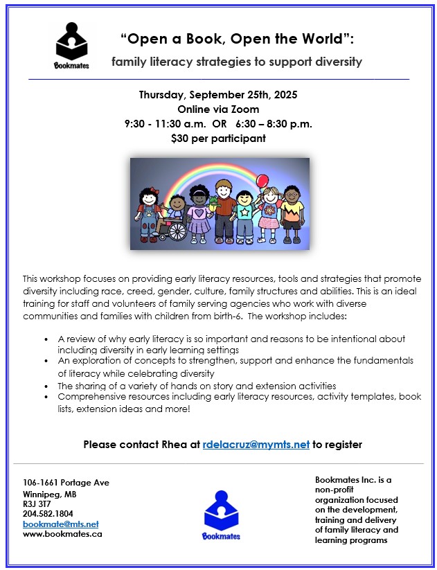 “Open a Book, Open the World”: Family Literacy Strategies to Support Diversity" workshop (evening session) @ Connect via Zoom