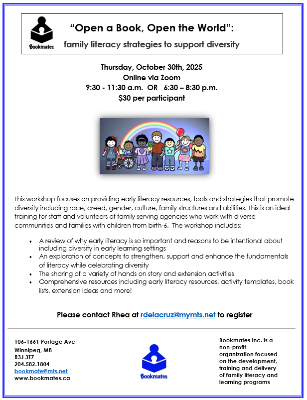 "Open A Book, Open the World: Family Literacy Strategies to Support Diversity" workshop @ Connect via Zoom